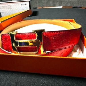 HERMÈS Ostrich belt ~reversible